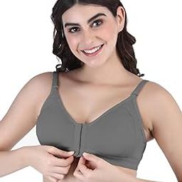 Cotton Front Open Bra for Women Daily Use | Non-Padded, Non-Wired | Sweat Absorbent Seamless Bra | Full Coverage Regular Wear | Twin Hook Adjuster (Cup Size: B)-19