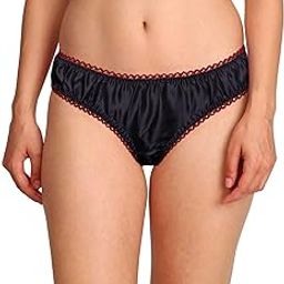 Womens Sexy Silk Satin Bikini Panties with Different Types of Color & Lace Combination, Stylist Look Shiny Fabric Available in Four Different Sizes !!-image-93