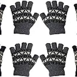 Black Fingercut Knitted Winter Gloves Warm Woolen Gloves For Women Washable Woolen Knitted Hand Gloves Free Size Adult Size Colour : Black-34