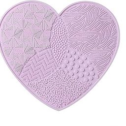Heart Shaped Portable Makeup Brush Cleaning Pad With Suction Cup | Beauty Tool | Makeup Brush Cleaner Mat | Makeup Accessories - 1pc - Random Colour (Heart, 1)-42