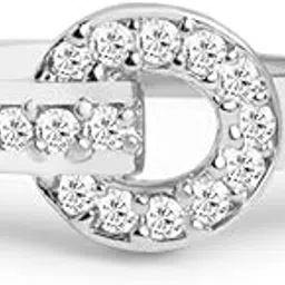 ami Silver Tone Cubic Zirconia Contemporary Brass Ring For Women-ZPFK19929-picture-2