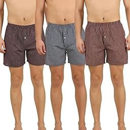 Men's Checked Cotton Blend Assorted Boxer Shorts Pack of 3 | Regular Fit | Elasticated Waistband | Back Pocket | Mens Boxers-image-71