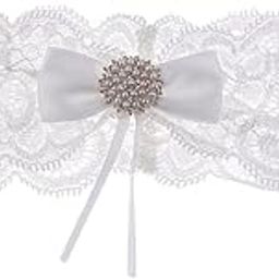 THE STYLE SUTRA® Romantic Wedding Bridal Lace Garter Pearls Rhinestone Bow Garter White-image-30