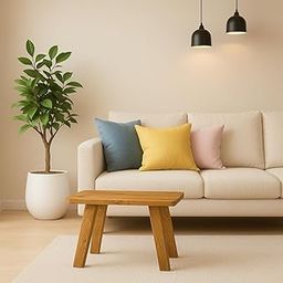 KVS Furniture Wooden Coffee Table for Living Room | Stylish Yellow Center Table with Unique Leg Design | Space-Saving Sofa Side Table for Home & Office Decor-image-2