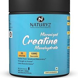 NATURYZ Pure Micronized Creatine Monohydrate | Rapid Absorption | Quercetin | Muscle Strength & Power for Intense Workout | Supports Athletic Performance | Enhances Lean Muscle Volume - 100g(Unflavoured)-image-9