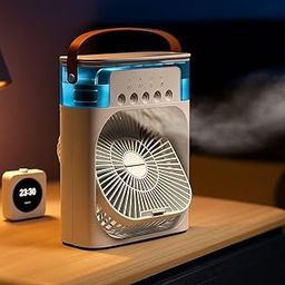 KALACHAND Mini Portable Cooler (Mist Fan) Rechargeable Air Conditioner Water Cooler Small AC for Office, Home Cooling, multi LED liting Summer Fan USB Compatible 3 Fast Speed (White)-image-76