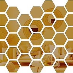 Hexagon Mirror Wall Stickers, 20 Pieces, Gold, Acrylic Decor for Living Room, Bedroom, Kitchen-image-4