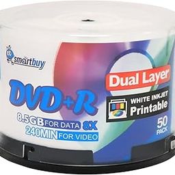 Smart Buy 50 Pack Dvd+r Dl 8.5gb 8x DVD Plus R Double Layer Printable White Inkjet Blank Data Recordable Media 50 Discs Spindle-image-34