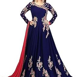 Women's Georgette Embroidery Salwar Suit Anarkali Kurta Set with Dupatta-image-31