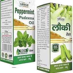 Sansu Pudina ka Tel Natural Ayurvedic 100% Pure 50.ml With Lauki ka Tel, Bottle Gourd Oil 100ml (Combo Pack)-image-54