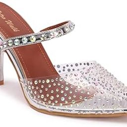 Pointed Toe Embellished Slim Heeled Pumps-2156-7