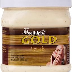 Face & Body Feelhigh Gold Scrub Enriched with Almond, Olive And Carrot seeds Oil Helps to Glowing Skin Brightening 500ml Skin Care Products Men And Women-image-13