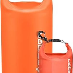 Aqua Shield Waterproof Dry Bag Set, Rucksack with Multipurpose Adjustable Straps for Beach Swimming, Fishing, Camping, Canoeing, Hiking, Kayaking, and Boating (20L+2L) - Sunset Orange-image-66