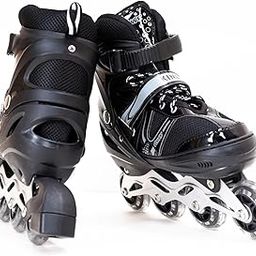 Rensom Toy Inline Skates Size Adjustable All Pure PU Strong Wheels Aluminium with LED Flash Light on Wheels, Skating Boy-image-34