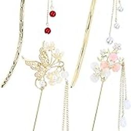 4 Pcs Juda Stick for Hair Bun, Chinese Style Hair Stick for Bun, Hair Bun Accessories, Hair Pins for Hair Styling with Oriental Hairpins for Women Girls-image-97
