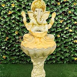 Holiness Craft Lotus Ganesha Water Fountain with Stand for Indoor Outdoor Home Decor Farmhouse Decor Garden Patio Deck Porch Gift Gifting with LED Lights Water Pump-image-6