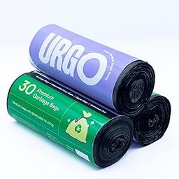 URGO Premium, Export Quality Garbage Bags with Tie String - Medium (19 x 21 in) - 30 Bags per Roll, total 90 bags - Pack of 3 - Black-image-32