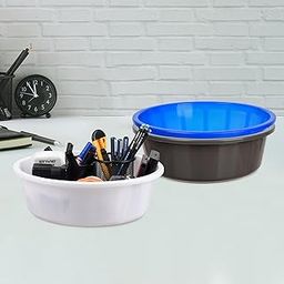 Homestic Pack of 3 Desk Organizer | Stationery Organizer | Multipurpose Organizer | Office Supplies for Pen-Pencil-Staplers | Desktop Organizer | 6 LTR | Gray & Blue & White-image-72