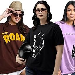 Oversized Cotton Blend Printed Women's T-Shirts Combo (Pack of 3)-image-51