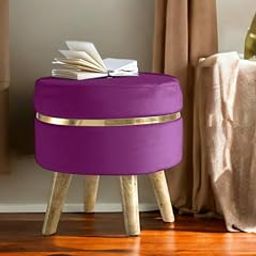 Basket Villa Pouffes Sitting Stool for Living Room, Mudda Wooden Ottoman Storage Stools, Pouffe Footstool, Stool for Home Decoration, Dressing & Makeup Table, 16x16x17 Inch,-image-63