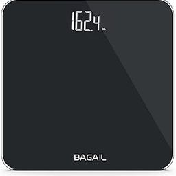 BAGAIL Basics Bathroom Scales Digital Weighing Scale with High Precision Sensors and Tempered Glass, Ultra Slim,Step-on Technology, Shine-Through Display Black-1