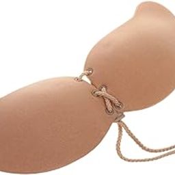 Silicone Adhesive Stick Push Up Strapless Invisible Backless Bra A Beige-image-32