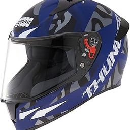 Studds Thunder Full Face Helmet D7 with Clear Visor (Matt Blue N4, M)-image-1