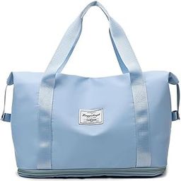 New Travel Duffle Bag, High Capacity Foldable Travel Duffel Bag Carry on Bag Gym Bag for Men and Women. (Light Blue)-image-98