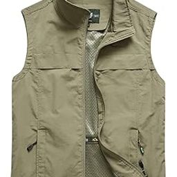 Men's Lightweight Quick Dry Outdoor Multi Pockets Fishing Vest, Style3-khaki, X-Large-picture-8