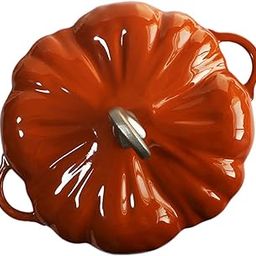 Ubervia Soup Pot with Lid, Pumpkin Enameled Cast Iron Pot Orange Stew Pot Enamel Stock Pot Stew Pot-image-8
