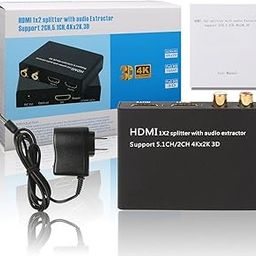 Microware 1x2 HDMI Adapter with Audio Extractor Support 5.1 CH / 2 CH, 4Kx2K, 3D-9