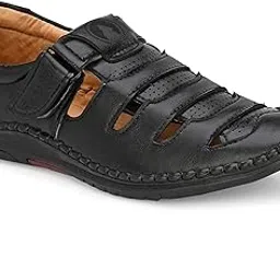 rising wolf Stitched Sole Fisherman Leather Sandals for Men (UK 6 to UK 12)-picture-4