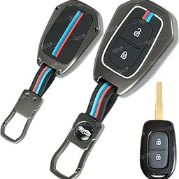 FlyPico® Metal Silicon Key Cover Compatible for Renault Kiger, Kwid, Duster 2016, Triber 2 Button Smart Key Cover Metal & Silicon Protection Special Feature Visible in Low-Light Conditions-25