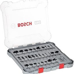 Bosch Professional 30 Pcs Router Bit Set With Mixed Bits, 6Mm Shank Bits, Suitable For Gkf 550 Plam Router And Gof 130 Router-0