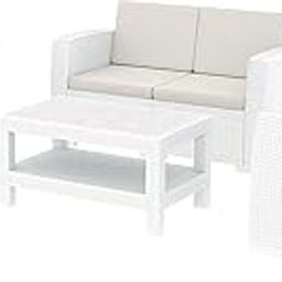 MJA FURNITURE Outdoor Sofa 4 Seater with Coffee Table for Balcony, Garden, Lawn | Patio Chair Two Seater | Garden Sofa Set | Indoor & Outdoor Furniture (White)-image-69