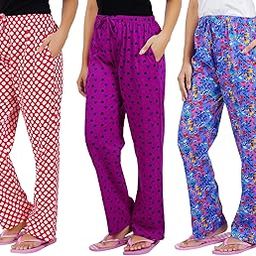 Women's Cotton Printed Lounge Pant Pack of 3 (PocketPyjama3Nos_Multicolored_Free Size)-picture-11
