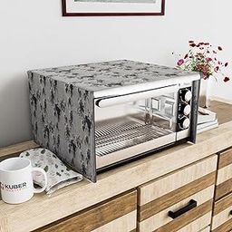 Urbane Home 25 Ltr Dustproof Full Microwave Cover | Otg Oven Accessories for Durable & Dustroof Kitchen Decor | Flowers Grey-image-25