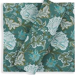 Indian Handmade Hand Printed Cotton Cloth Set of 4 18X18 Inch Cocktail Dinner Napkins Perfect for Dining, Home Table Decor, Wedding and Everyday Use (Teal Green and Gray)-picture-31
