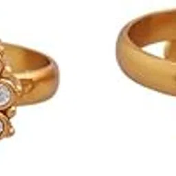 kushal's Ruby Gold Plated Ethnic 92.5 Pure Silver Temple Toe Ring-picture-47