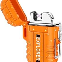 BUDWILL Waterproof Flameless Electric Lighter-Dual Arc Plasma Beam Lighter-USB Rechargeable-Windproof-No Butane-Ideal Lighter for Indoor and Outdoor Activities (Orange)-image-52
