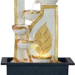 Arjun Water Fountain with LED Lights for Home Decor Decoration Showpiece Gift Gifting Items (White & Golden)-image-65