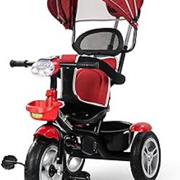 Baybee Klinto 2 in 1 Baby Tricycle for Kids with Smart Parental Control, Canopy & Safety Guardrail | Toddlers Kids Cycle Trikes with LED Light & Music | Baby Cycle for Kids 1.5 to 5 Years (Red)-image-31