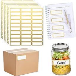 Gold Metallic Name Labels 210 Pcs Self Adhesive Labels Tag Stickers Multi Purpose Adhesive Writable Stickers with Gold Border for Office Home Kitchen School-25
