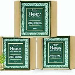 Neev Neem Tulsi Handmade Soap- The purifying and rejuvenating essence 100gm each set of 3 combo-image-6