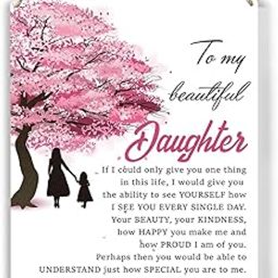 Daughter I Love You Wood Sign to My Beautiful Daughter Wooden Signs Rustic Hanging Plaque Home Wall Art "8 x 10", Pink Daughter Sign Wall Decor for Home Bedroom-image-36