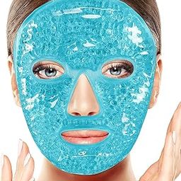 Feelon Cold Face Eye Mask, Ice Pack Reduce Face Puff, Dark Circles, Gel Beads Hot Heat Cold Compress Pack, Face Spa For Woman Sleeping, Pressure, Headaches, Skin Care (Blue Color)-image-82