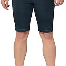 Men's Relax Fit Denim Shorts - Knee Length, Mid Rise, Stretchable Fabric, Dark Blue, Carbon Blue & Mid Blue-image-96