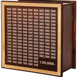 JAKE'S Piggy Bank, Decorative Money Counting Frame, Wooden Savings Box with 1,00,000 Display, Brown-image-12