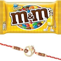 M & M Peanut with Beautiful Swastik Om Rakhi | Raksha Bandhan Gift for Brother | Rakhi Gift Hamper-image-126