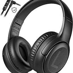 awatrue Kids Headphones Wired Toddler Headphones with Microphone, Over-Ear, 85/94dB Volume-Limiting, 3.5mm Jack, Foldable On-Ear Design (Black)-image-47